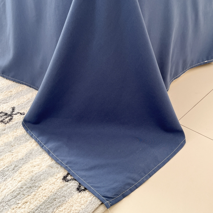 91家纺网 家纺一手货源 找家纺 雨帆家纺 2026新款素色双拼水洗棉混搭四件套 兰+深蓝
