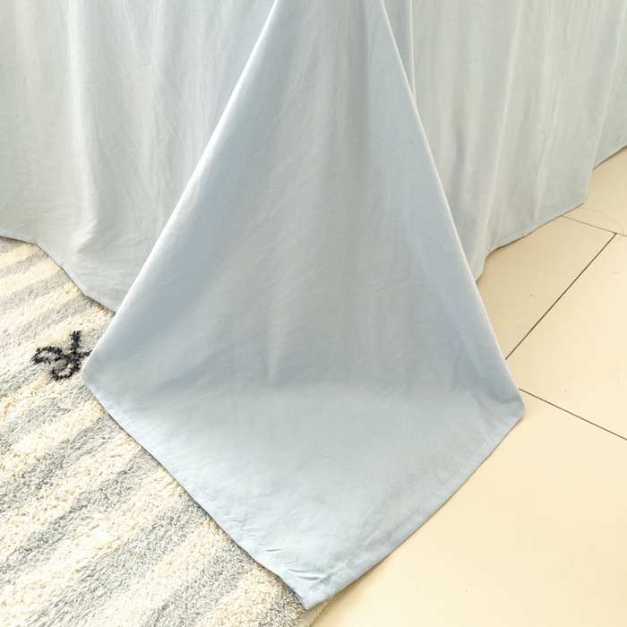 91家纺网 家纺一手货源 找家纺 雨帆家纺 2026新款素色双拼水洗棉混搭四件套 米黄+兰