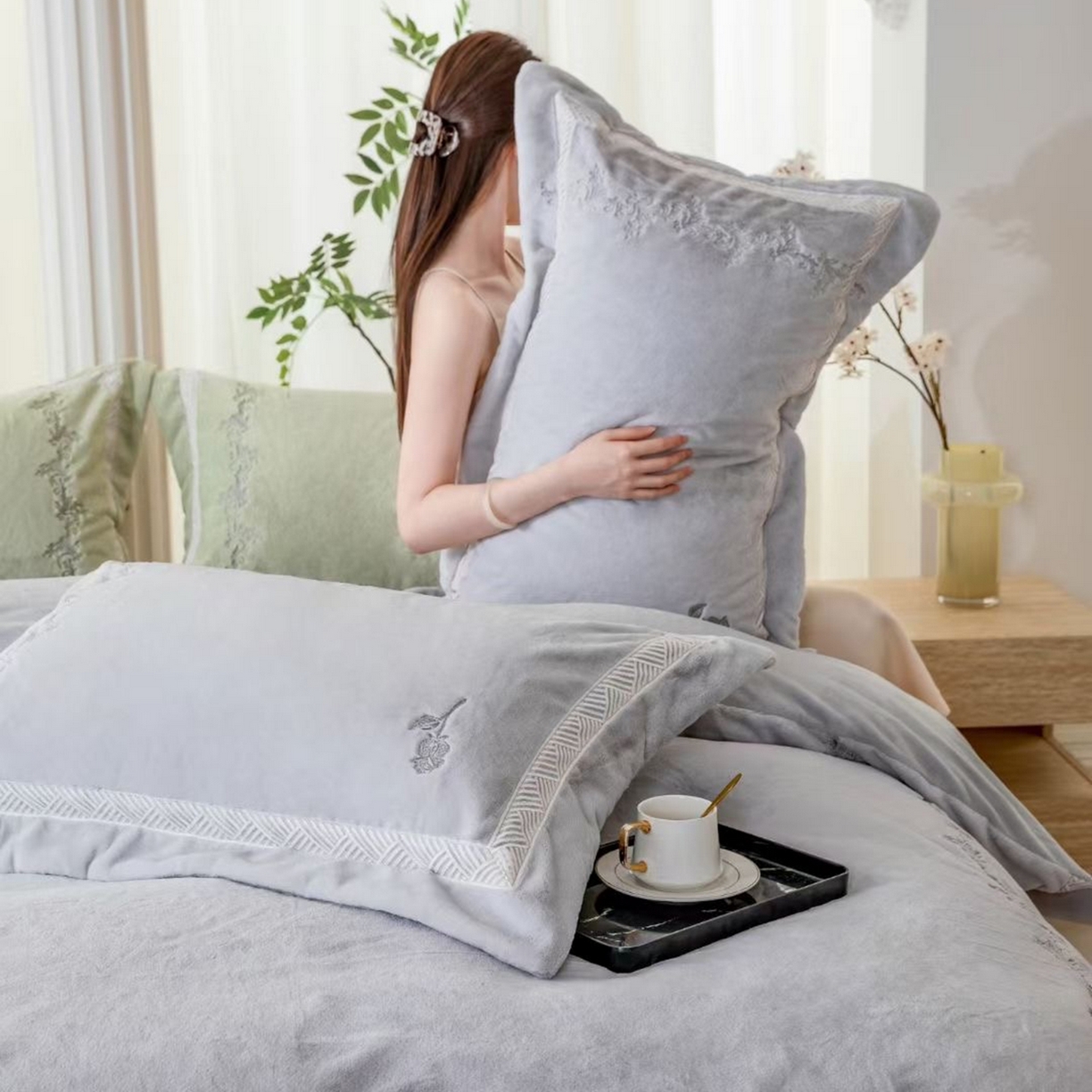 玖琳家纺 2026新款高端高克重水貂绒四件套-戴思系列 戴思 灰