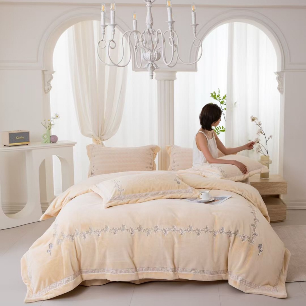 91家纺网 家纺一手货源 找家纺 玖琳家纺 2026新款高端高克重水貂绒四件套-戴思系列 戴思 卡其