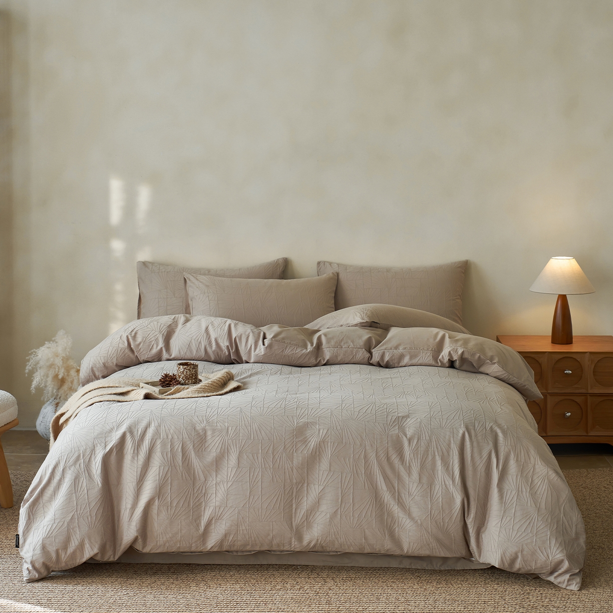 91家纺网 家纺一手货源 找家纺 （总）小懒猪 2026新款亲肤舒适立体全棉纯棉提花四件套-二