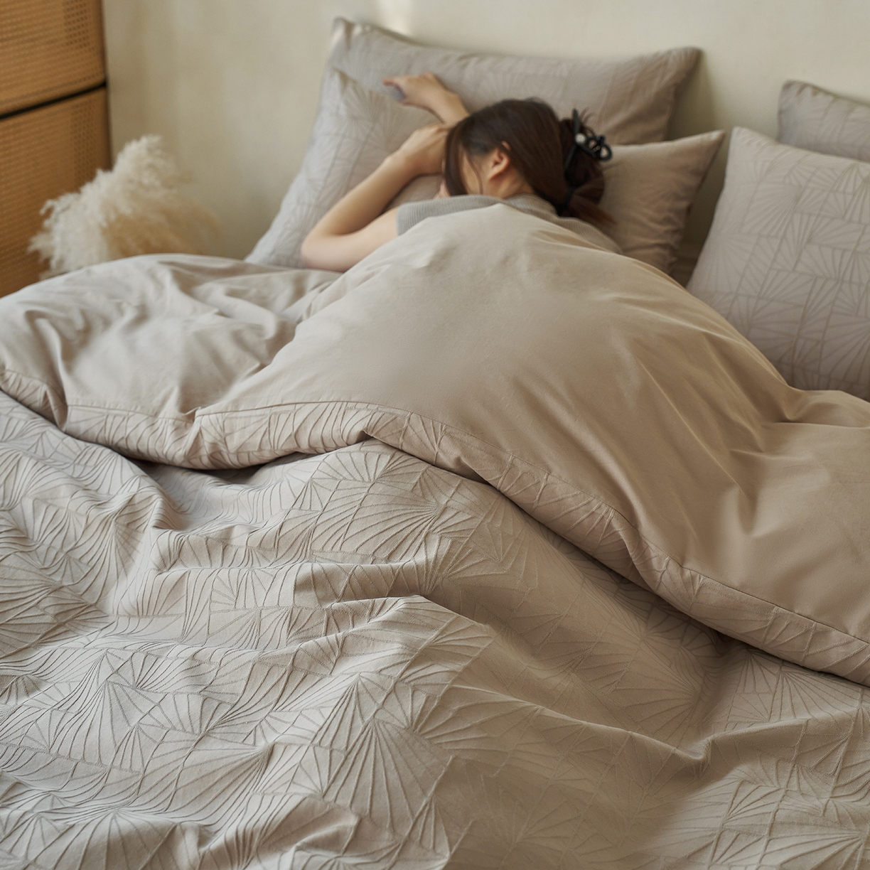 91家纺网 家纺一手货源 找家纺 （总）小懒猪 2026新款亲肤舒适立体全棉纯棉提花四件套-二