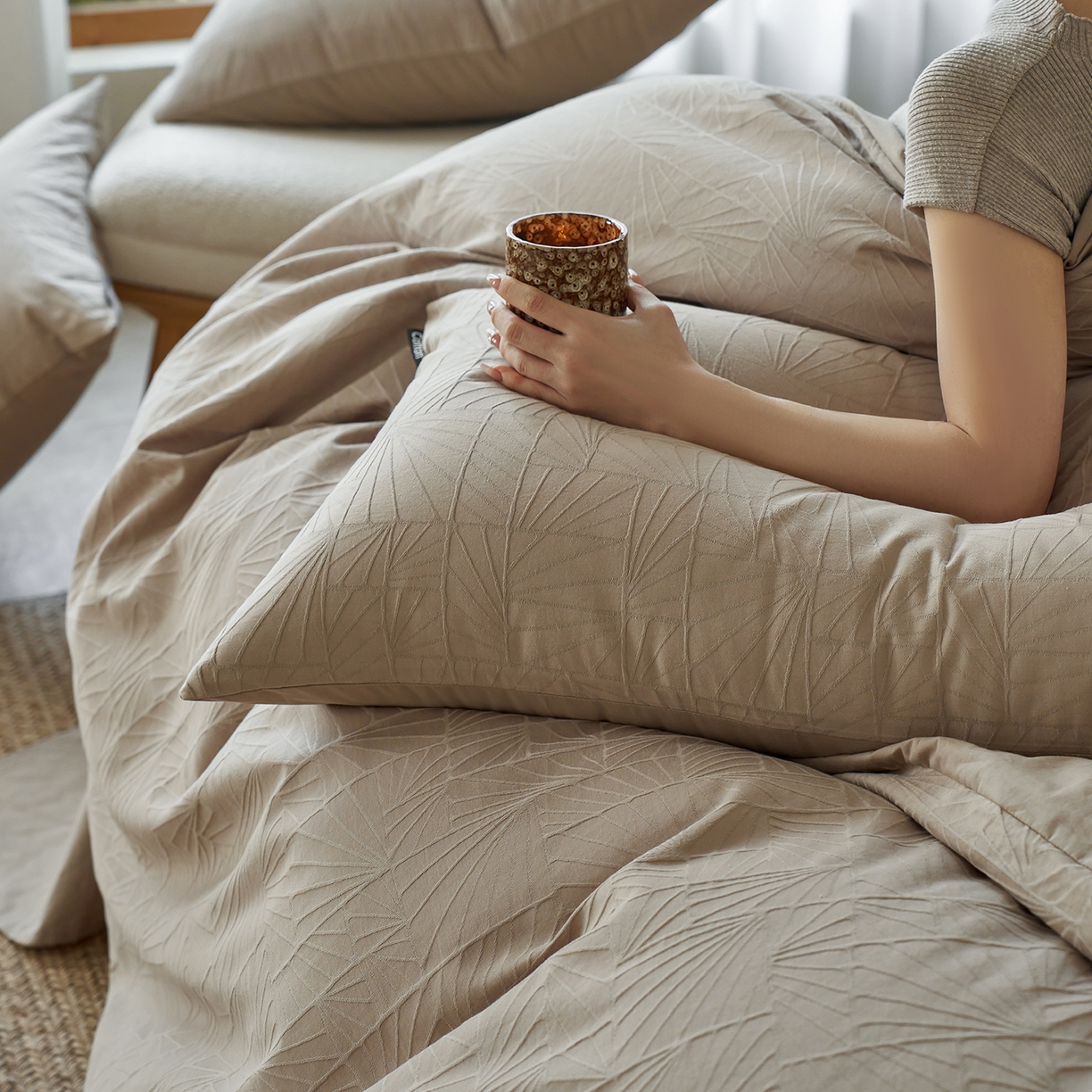 91家纺网 家纺一手货源 找家纺 （总）小懒猪 2026新款亲肤舒适立体全棉纯棉提花四件套-二