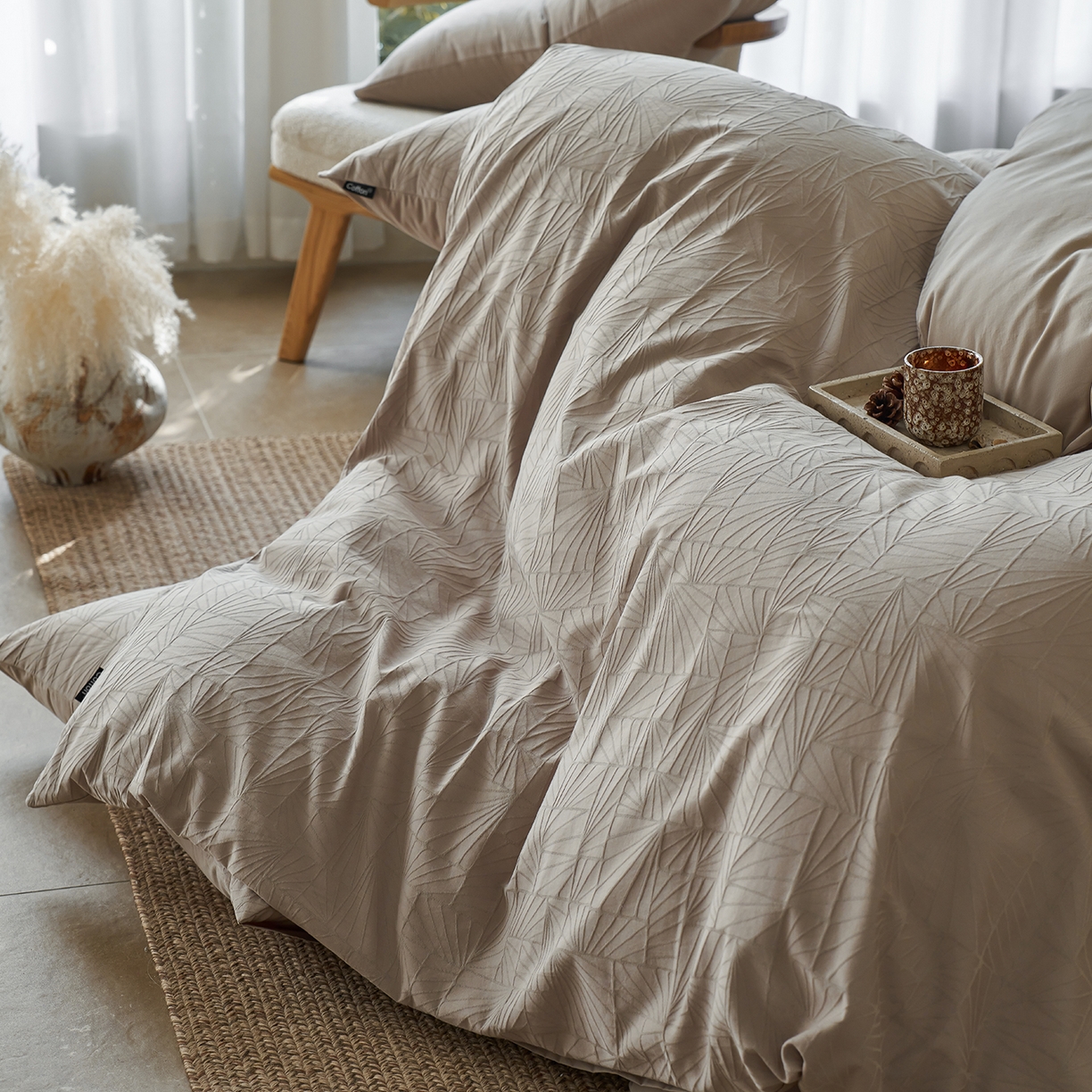 91家纺网 家纺一手货源 找家纺 小懒猪 2026新款亲肤舒适立体全棉纯棉提花四件套-二 伯格-金属灰