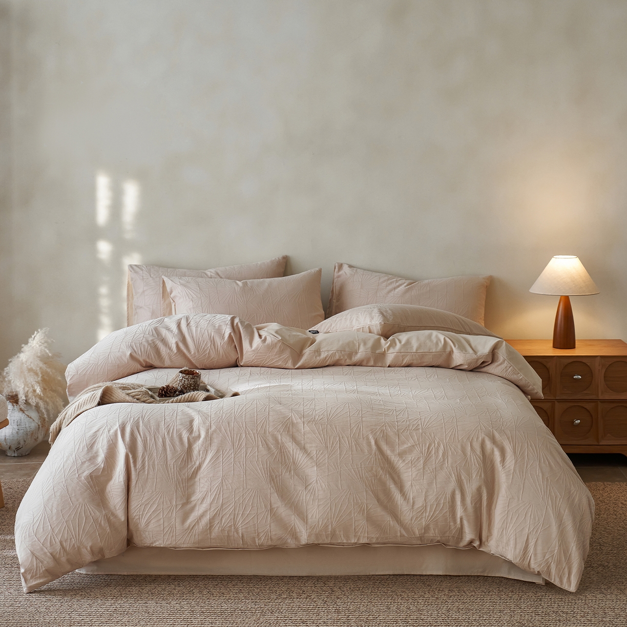 91家纺网 家纺一手货源 找家纺 小懒猪 2026新款亲肤舒适立体全棉纯棉提花四件套-二 伯格-米杏