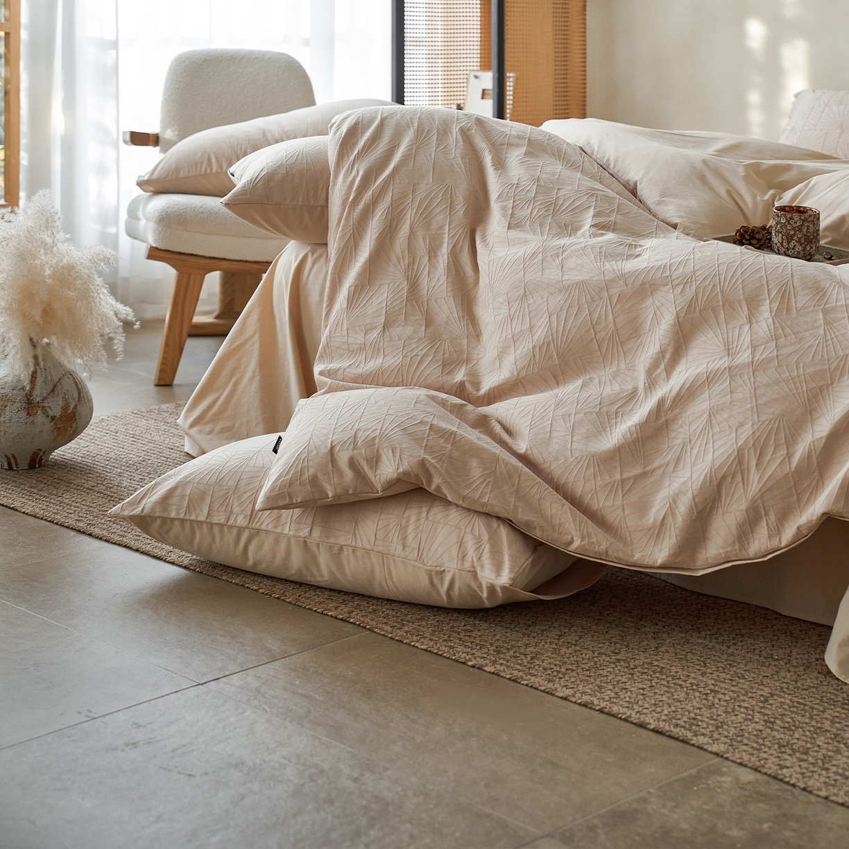 91家纺网 家纺一手货源 找家纺 小懒猪 2026新款亲肤舒适立体全棉纯棉提花四件套-二 伯格-米杏