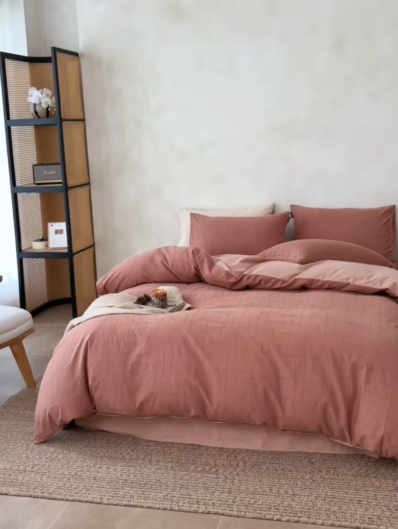 91家纺网 家纺一手货源 找家纺 小懒猪 2026新款亲肤舒适立体全棉纯棉提花四件套-二 伯格-深秋咖