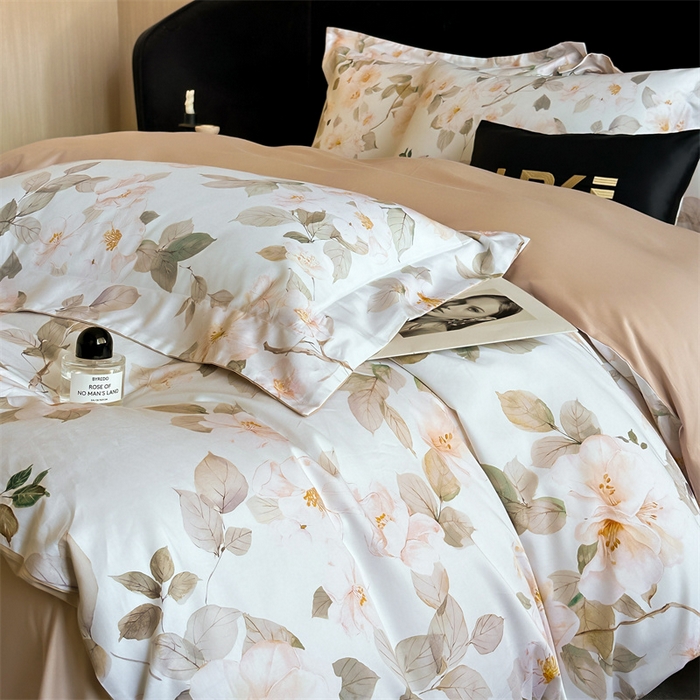 91家纺网 家纺一手货源 找家纺 （总）蓝米卡夫 2026春季新款-60S长绒棉数码印花贡缎系列四件套（礼盒）