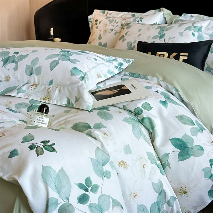 91家纺网 家纺一手货源 找家纺 （总）蓝米卡夫 2026春季新款-60S长绒棉数码印花贡缎系列四件套（礼盒）