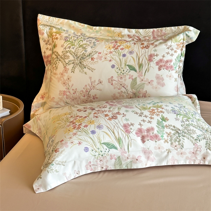 91家纺网 家纺一手货源 找家纺 蓝米卡夫 2026春季新款-60S长绒棉数码印花贡缎系列四件套（礼盒） 阿勒泰花季