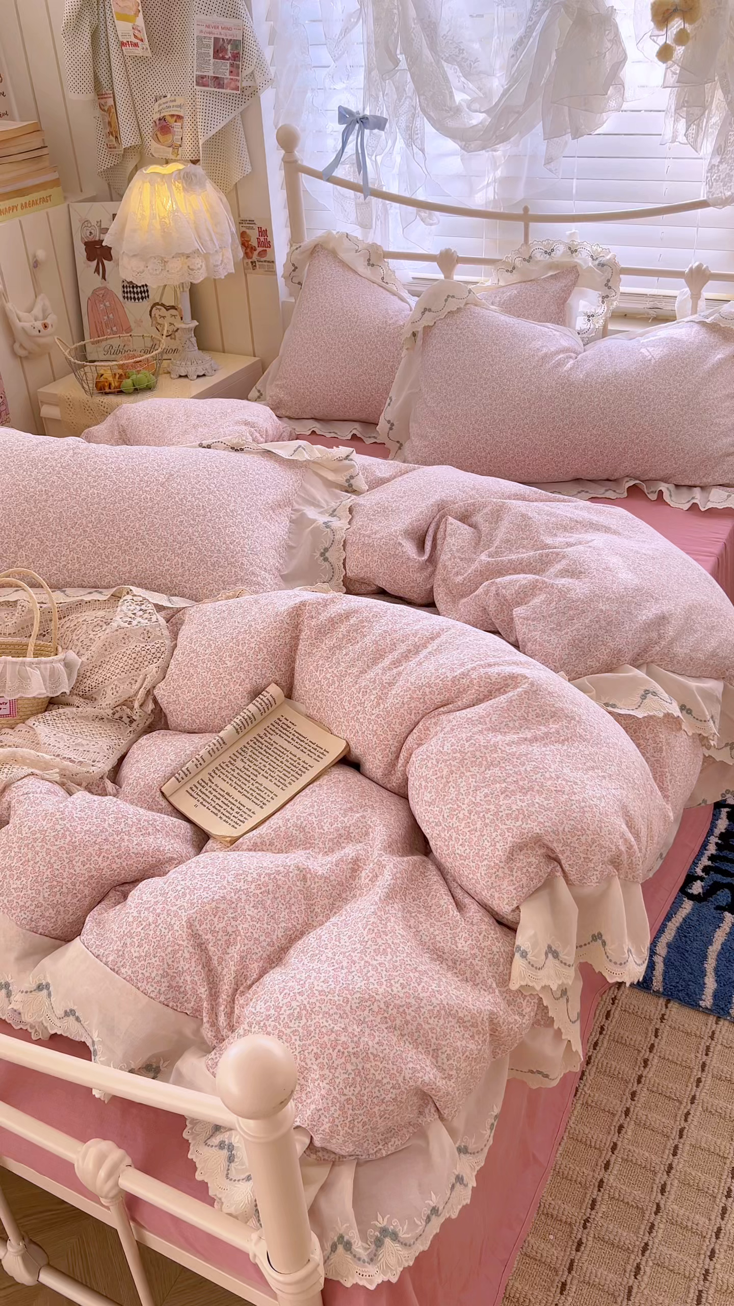 91家纺网 家纺一手货源 找家纺 （总）金丝鸟家纺 2026新款纯棉全棉双层纱刺绣花边款四件套