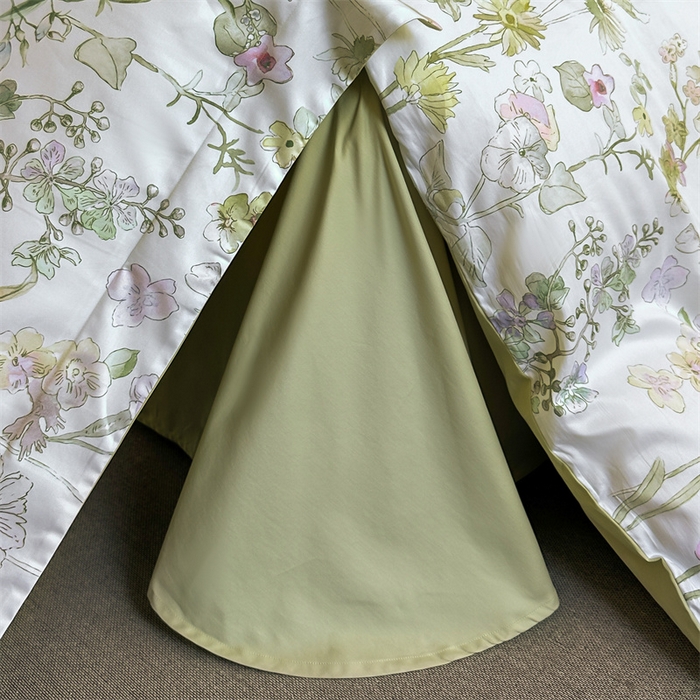 91家纺网 家纺一手货源 找家纺 蓝米卡夫 2026春季新款-60S长绒棉数码印花贡缎系列四件套（礼盒） 空谷幽兰-绿