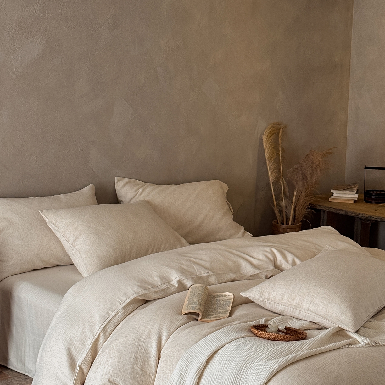 91家纺网 家纺一手货源 找家纺 （总）爱丽丝 2026新款色织提花棉麻四件套-鎏光系带款