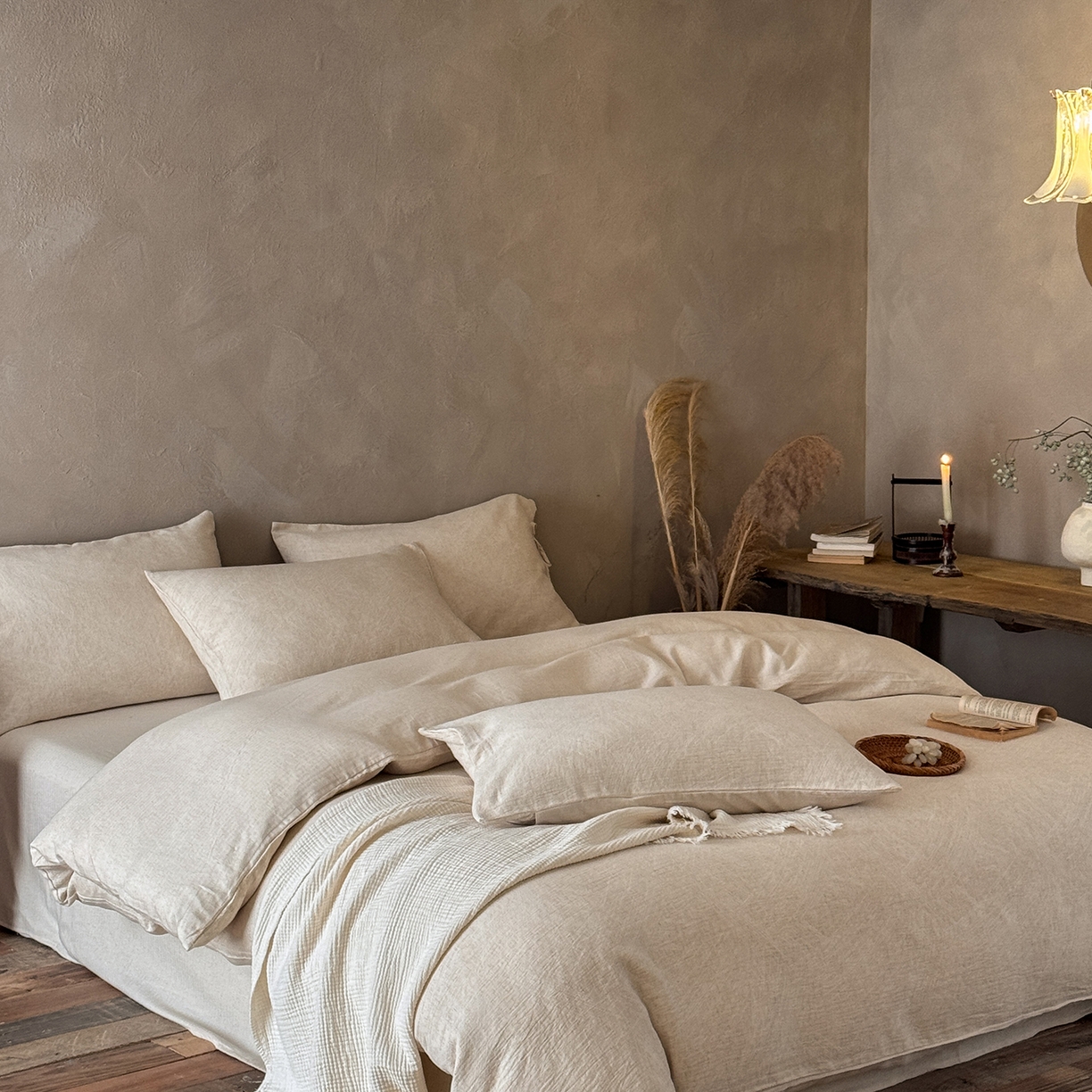 91家纺网 家纺一手货源 找家纺 （总）爱丽丝 2026新款色织提花棉麻四件套-鎏光系带款