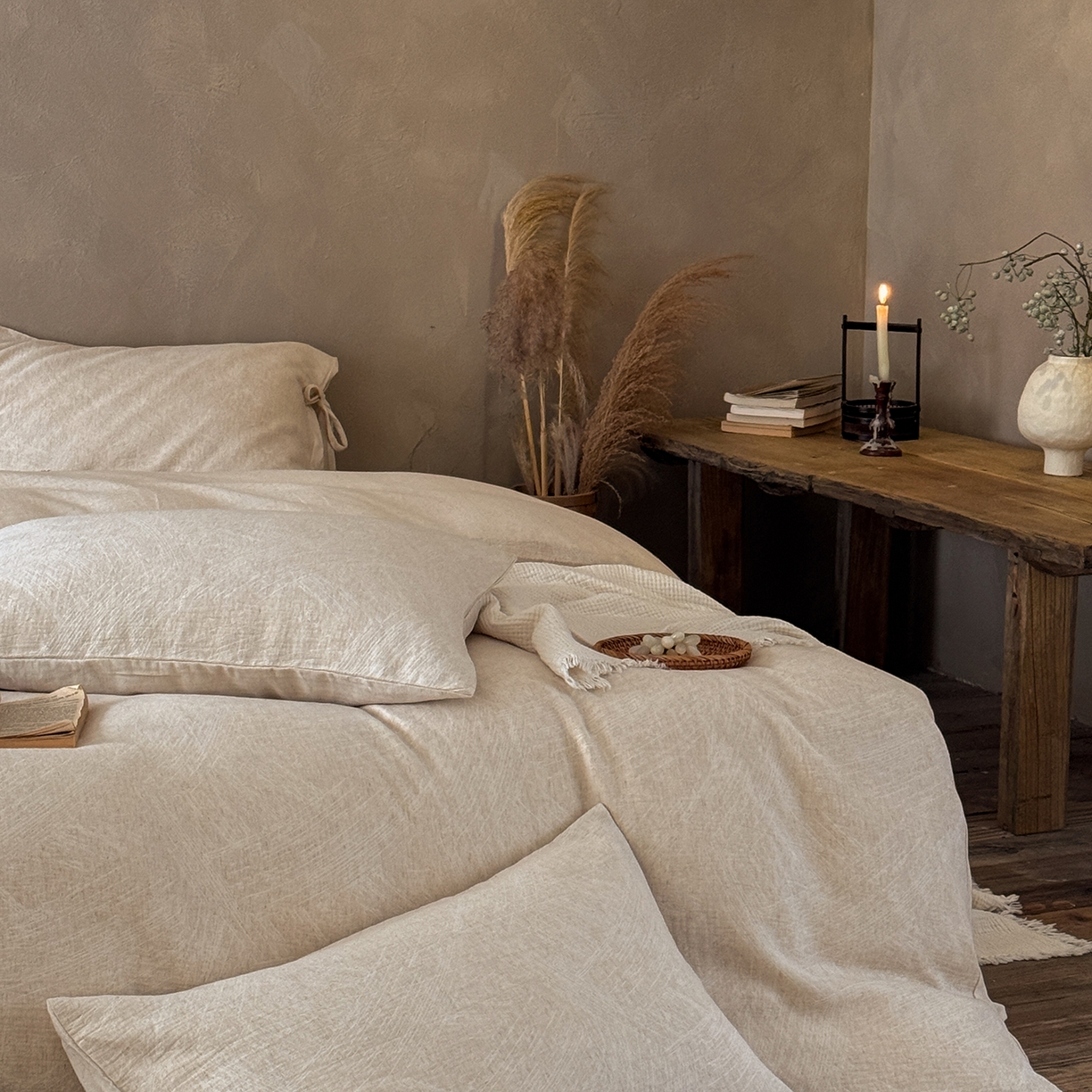 91家纺网 家纺一手货源 找家纺 （总）爱丽丝 2026新款色织提花棉麻四件套-鎏光系带款