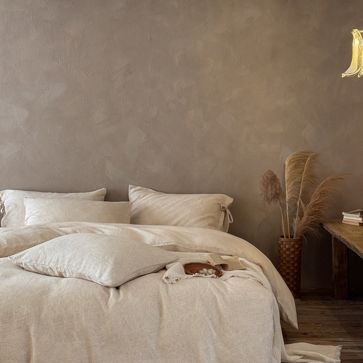 91家纺网 家纺一手货源 找家纺 （总）爱丽丝 2026新款色织提花棉麻四件套-鎏光系带款