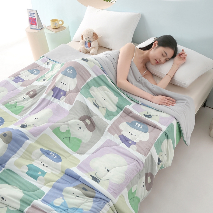 91家纺网 家纺一手货源 找家纺 亚龙工厂店 2026新款大版数码云母冰丝夏凉被被子被芯 大头贴