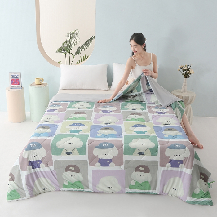 91家纺网 家纺一手货源 找家纺 亚龙工厂店 2026新款大版数码云母冰丝夏凉被被子被芯 大头贴