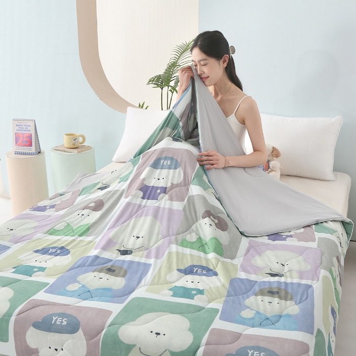 91家纺网 家纺一手货源 找家纺 亚龙工厂店 2026新款大版数码云母冰丝夏凉被被子被芯 大头贴