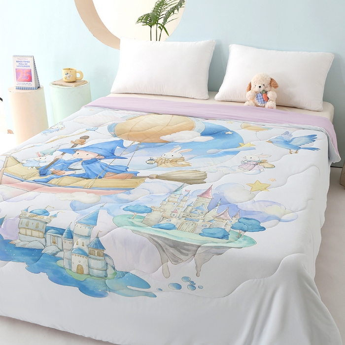 91家纺网 家纺一手货源 找家纺 亚龙工厂店 2026新款大版数码云母冰丝夏凉被被子被芯 哈利城堡