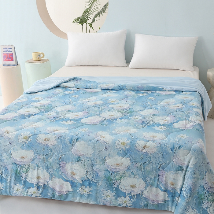 91家纺网 家纺一手货源 找家纺 亚龙工厂店 2026新款大版数码云母冰丝夏凉被被子被芯 海岛恋