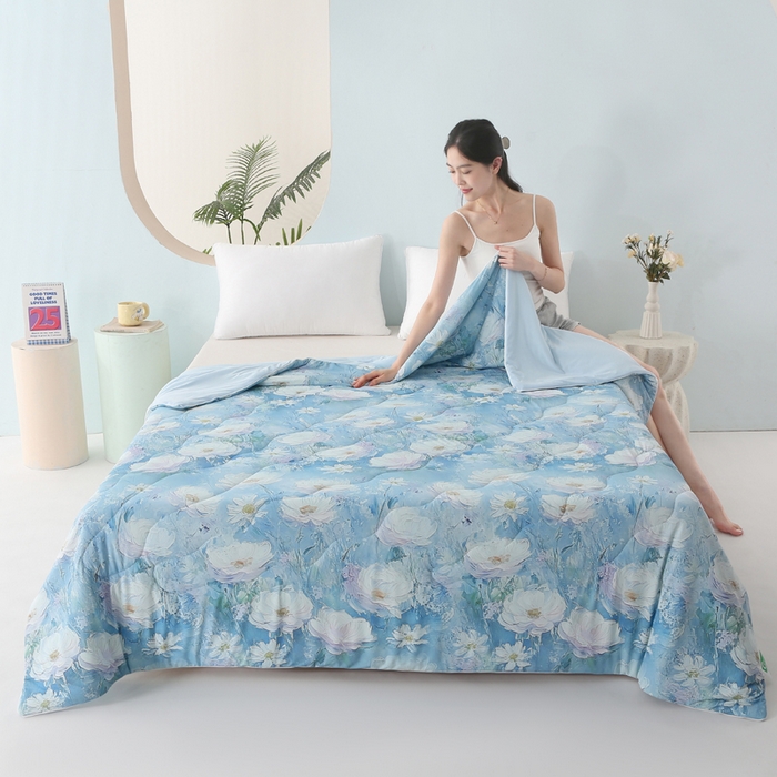 91家纺网 家纺一手货源 找家纺 亚龙工厂店 2026新款大版数码云母冰丝夏凉被被子被芯 海岛恋