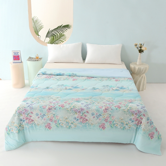 亚龙工厂店 2026新款大版数码云母冰丝夏凉被被子被芯 花萝兰