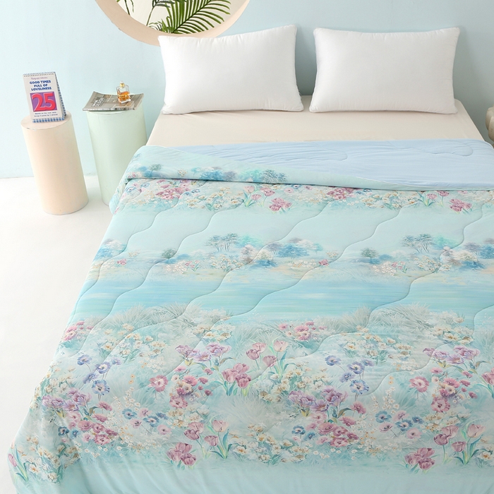 91家纺网 家纺一手货源 找家纺 亚龙工厂店 2026新款大版数码云母冰丝夏凉被被子被芯 花萝兰