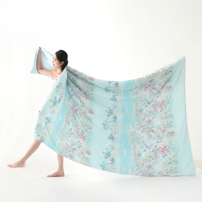 91家纺网 家纺一手货源 找家纺 亚龙工厂店 2026新款大版数码云母冰丝夏凉被被子被芯 花萝兰