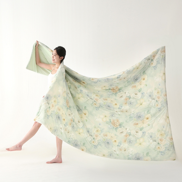 91家纺网 家纺一手货源 找家纺 亚龙工厂店 2026新款大版数码云母冰丝夏凉被被子被芯 曼迪绿