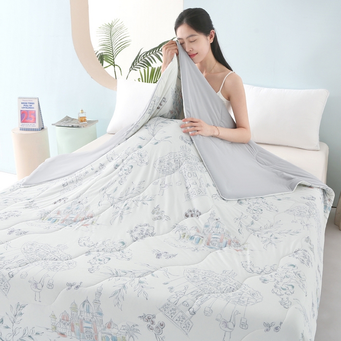 91家纺网 家纺一手货源 找家纺 亚龙工厂店 2026新款大版数码云母冰丝夏凉被被子被芯 梦幻岛屿