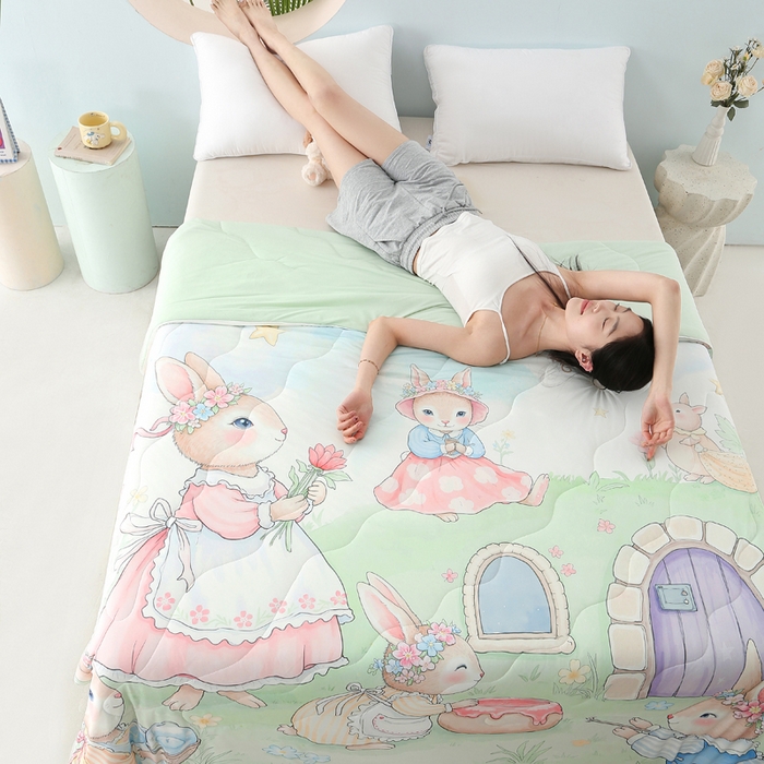 91家纺网 家纺一手货源 找家纺 亚龙工厂店 2026新款大版数码云母冰丝夏凉被被子被芯 梦幻时刻