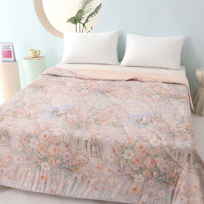 91家纺网 家纺一手货源 找家纺 亚龙工厂店 2026新款大版数码云母冰丝夏凉被被子被芯 梦漾心碎