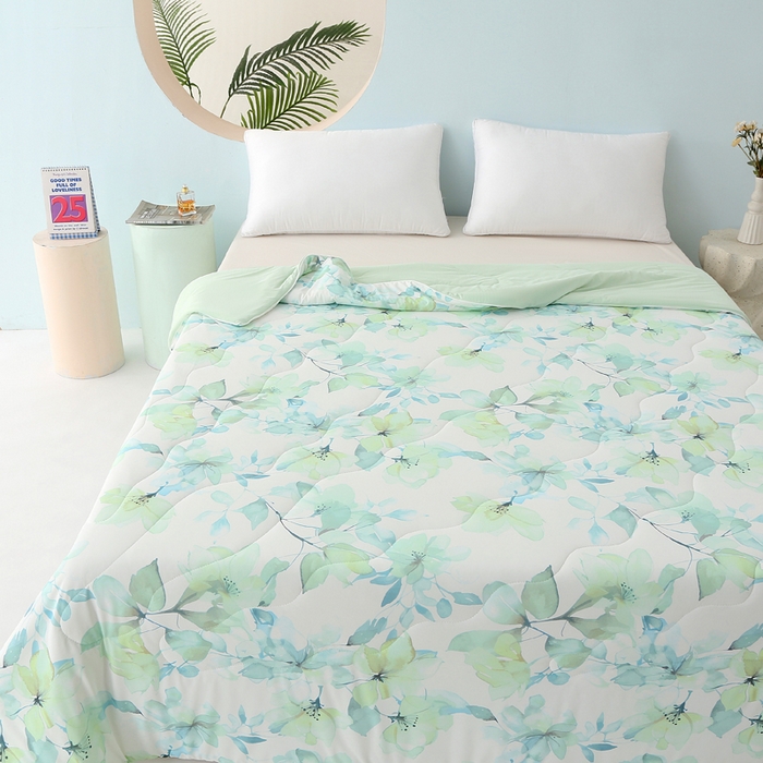 91家纺网 家纺一手货源 找家纺 亚龙工厂店 2026新款大版数码云母冰丝夏凉被被子被芯 轻柔蔓语兰