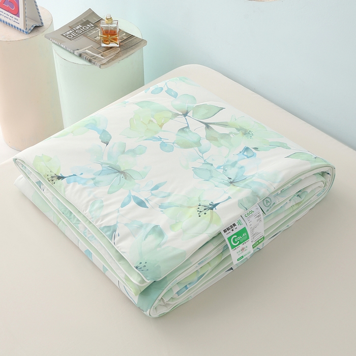 91家纺网 家纺一手货源 找家纺 亚龙工厂店 2026新款大版数码云母冰丝夏凉被被子被芯 轻柔蔓语兰