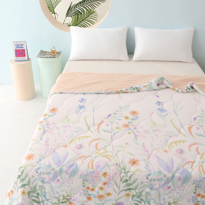 91家纺网 家纺一手货源 找家纺 亚龙工厂店 2026新款大版数码云母冰丝夏凉被被子被芯 柔玉粉