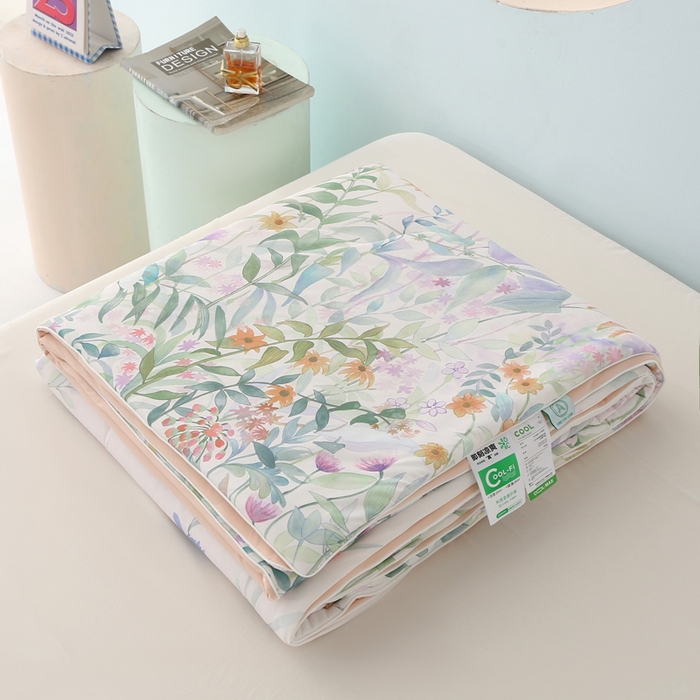 91家纺网 家纺一手货源 找家纺 亚龙工厂店 2026新款大版数码云母冰丝夏凉被被子被芯 柔玉粉