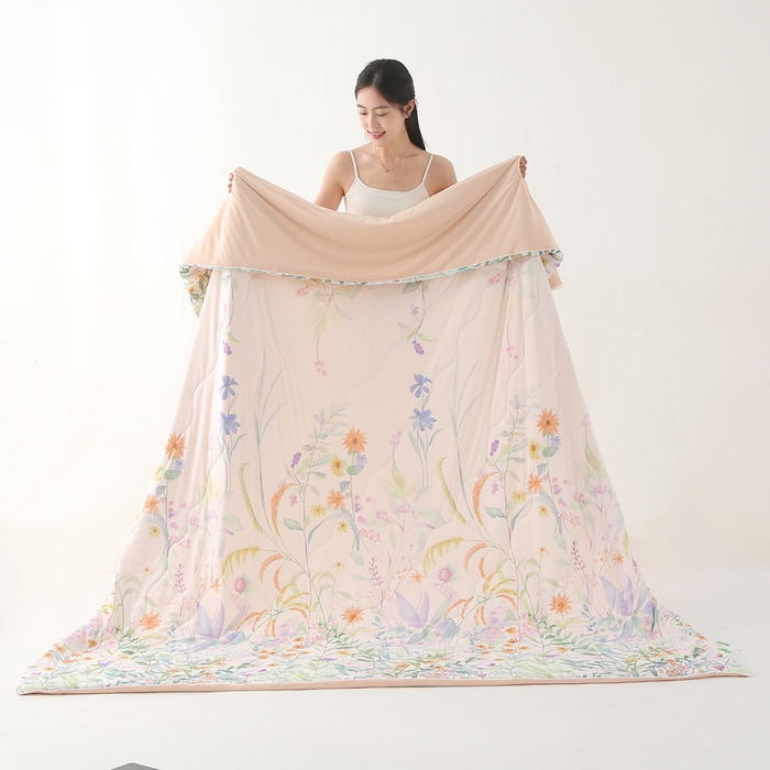 91家纺网 家纺一手货源 找家纺 亚龙工厂店 2026新款大版数码云母冰丝夏凉被被子被芯 柔玉粉