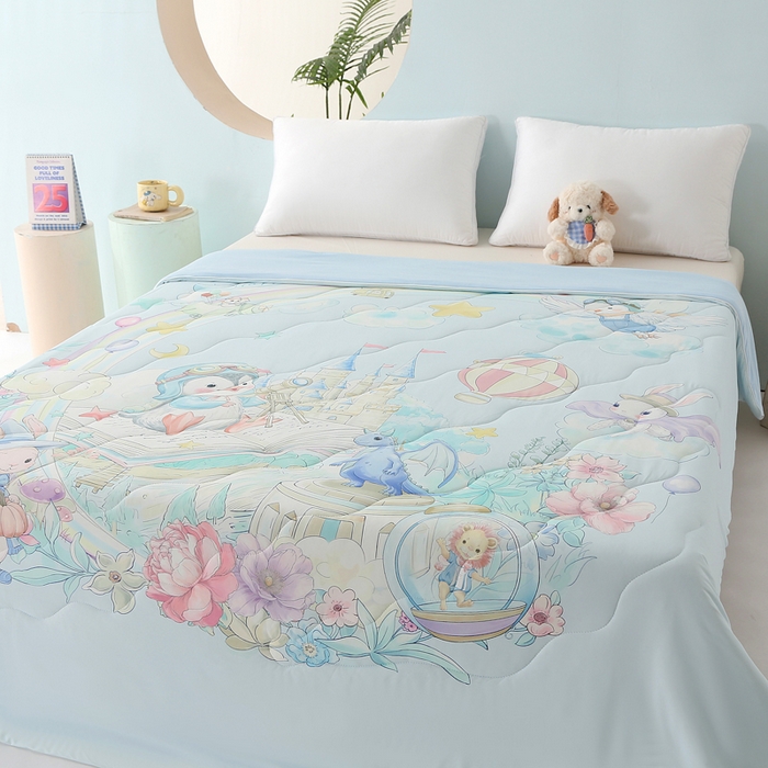 91家纺网 家纺一手货源 找家纺 亚龙工厂店 2026新款大版数码云母冰丝夏凉被被子被芯 天空之城