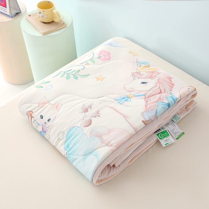 91家纺网 家纺一手货源 找家纺 亚龙工厂店 2026新款大版数码云母冰丝夏凉被被子被芯 童话世界