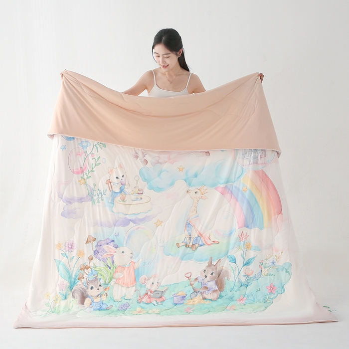 91家纺网 家纺一手货源 找家纺 亚龙工厂店 2026新款大版数码云母冰丝夏凉被被子被芯 童话世界