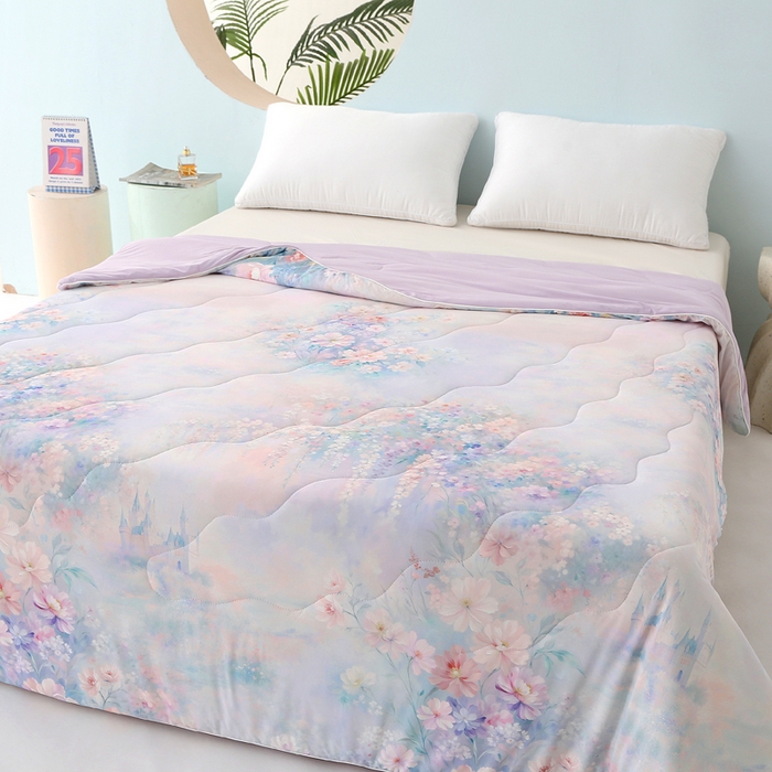 91家纺网 家纺一手货源 找家纺 亚龙工厂店 2026新款大版数码云母冰丝夏凉被被子被芯 云雾冲紫