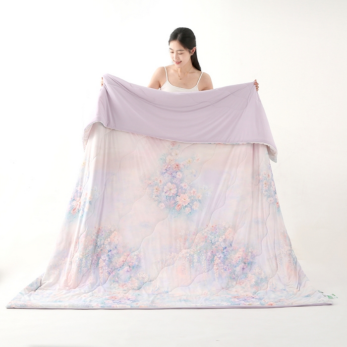 91家纺网 家纺一手货源 找家纺 亚龙工厂店 2026新款大版数码云母冰丝夏凉被被子被芯 云雾冲紫