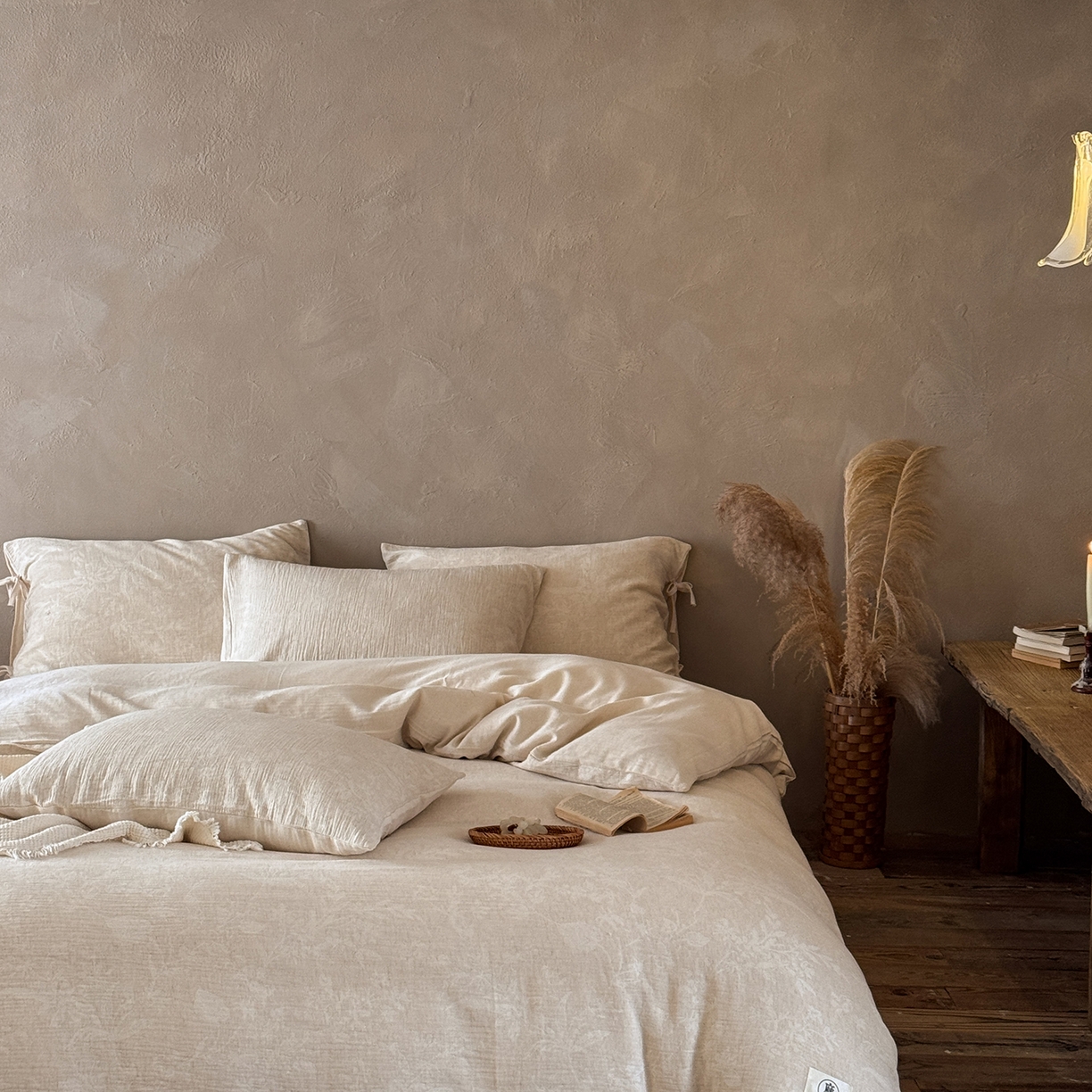 91家纺网 家纺一手货源 找家纺 （总）爱丽丝 2026新款色织提花棉麻四件套-如梦令系带款