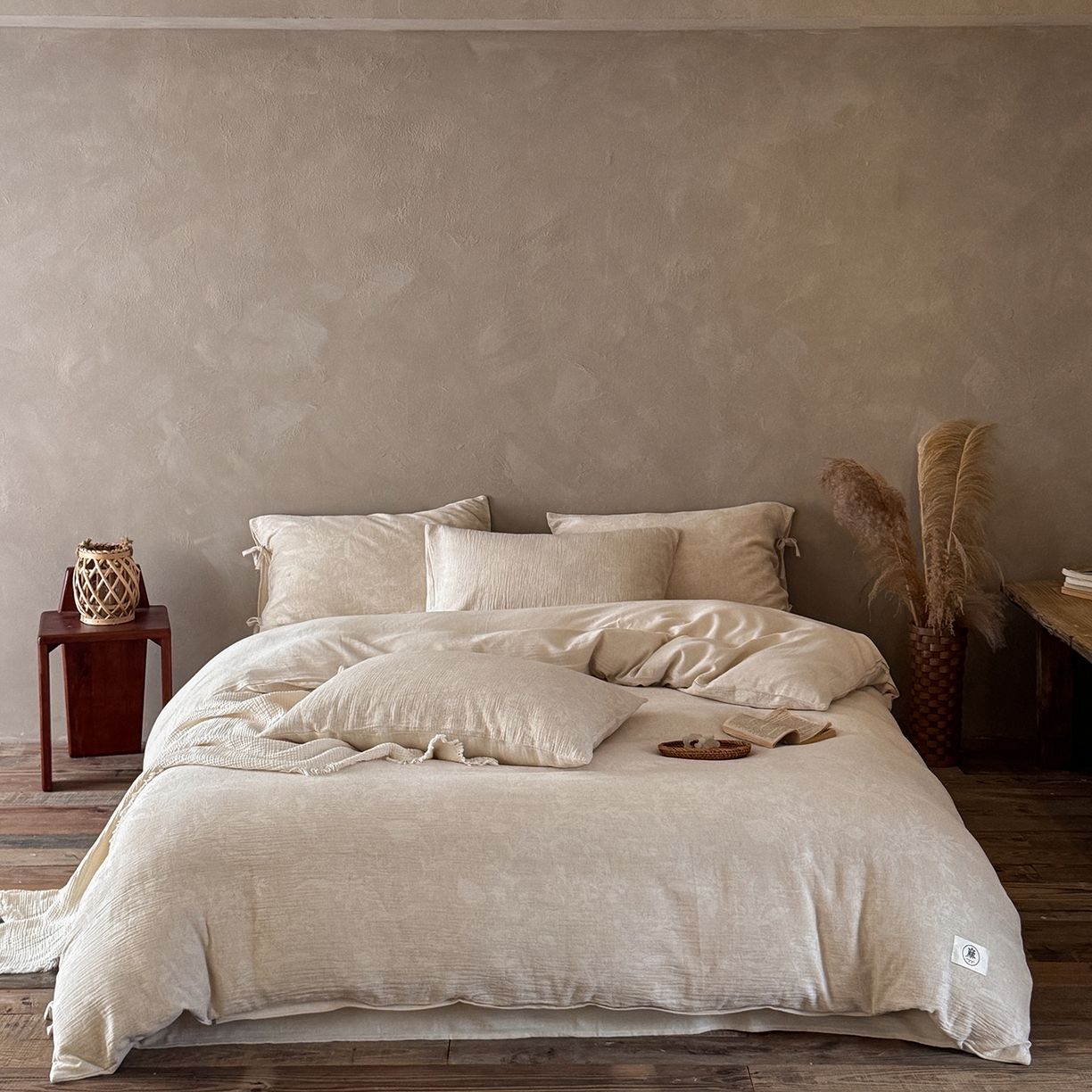 （总）爱丽丝 2026新款色织提花棉麻四件套-如梦令系带款