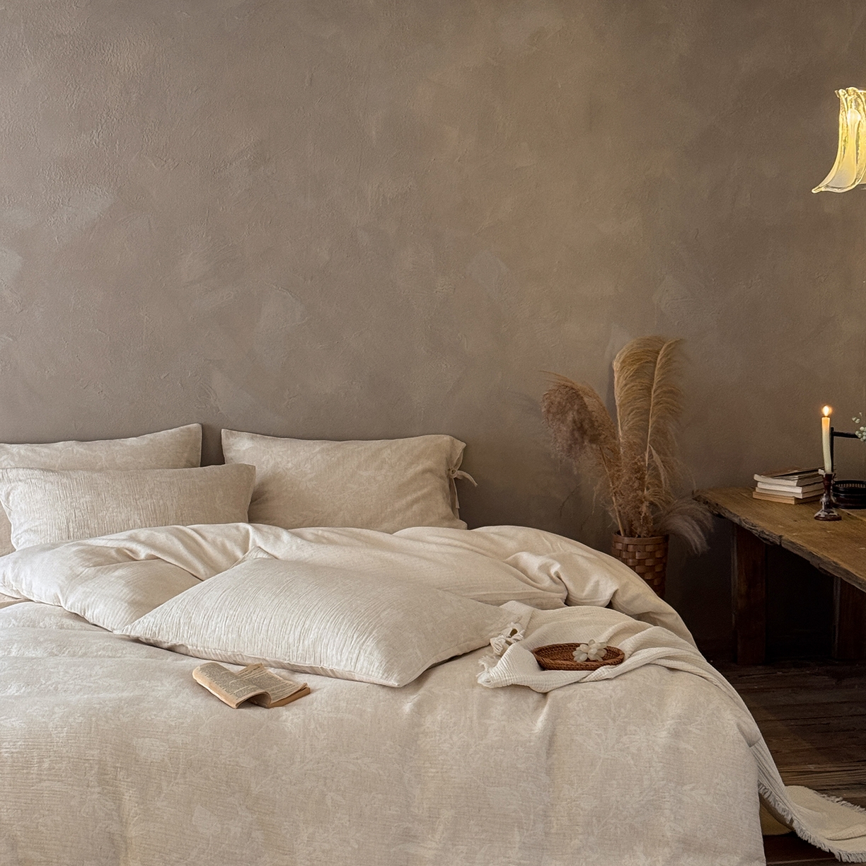 91家纺网 家纺一手货源 找家纺 （总）爱丽丝 2026新款色织提花棉麻四件套-如梦令系带款