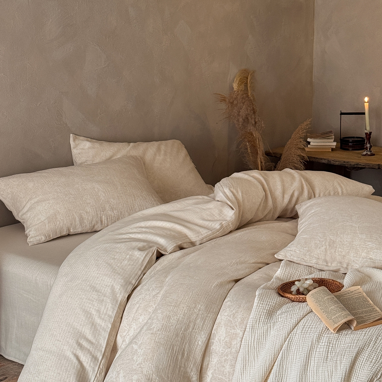 91家纺网 家纺一手货源 找家纺 （总）爱丽丝 2026新款色织提花棉麻四件套-如梦令系带款