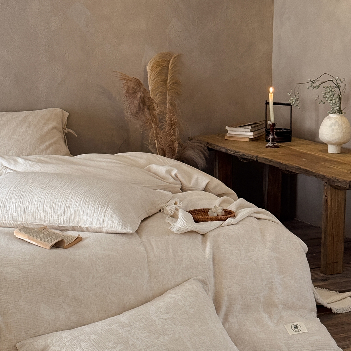 91家纺网 家纺一手货源 找家纺 （总）爱丽丝 2026新款色织提花棉麻四件套-如梦令系带款