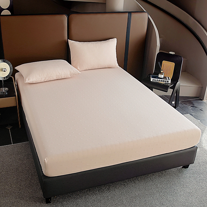 91家纺网 家纺一手货源 找家纺 宇淳国际 2026新款青铜神话系列水洗棉纯色单床笠 奶茶