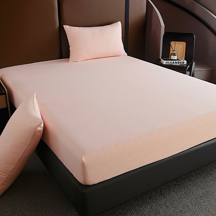 91家纺网 家纺一手货源 找家纺 宇淳国际 2026新款青铜神话系列水洗棉纯色单床笠 水光粉